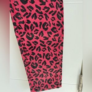 Red animal print jeans high waist skinny